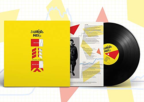 Sleaford Mods “Spare Ribs” vinyl record with yellow cover and portrait.
