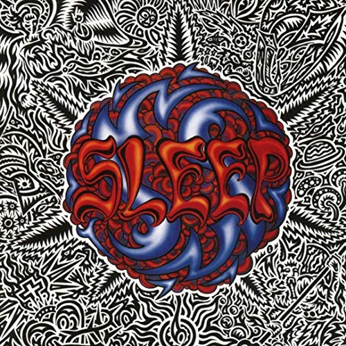 Album cover for Sleep’s “Sleep’s Holy Mountain” with swirling red and blue design.