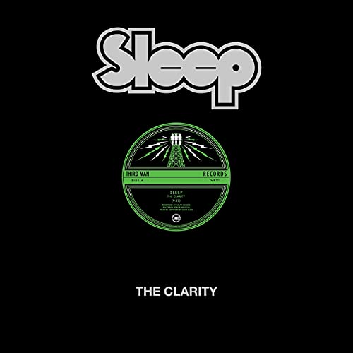 Black vinyl record with green and white "Sleep - The Clarity" label.