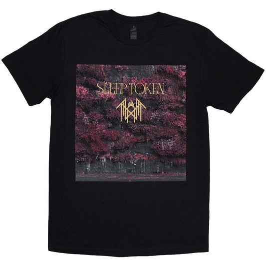 Black t-shirt with colorful "Sleep Token" album art graphic.