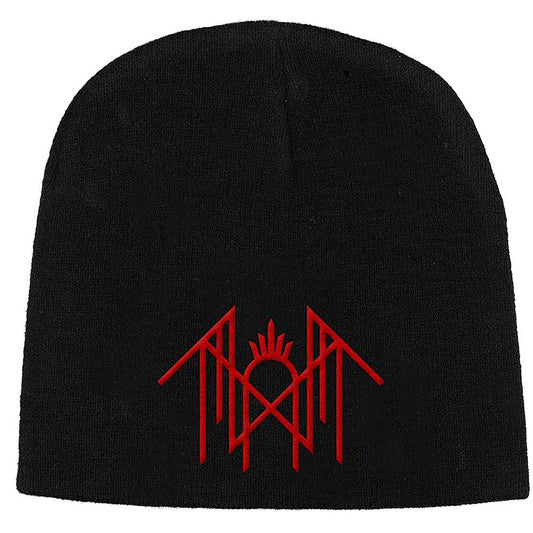 Black unisex beanie featuring a white Sleep Token sigil embroidered on the front cuff.