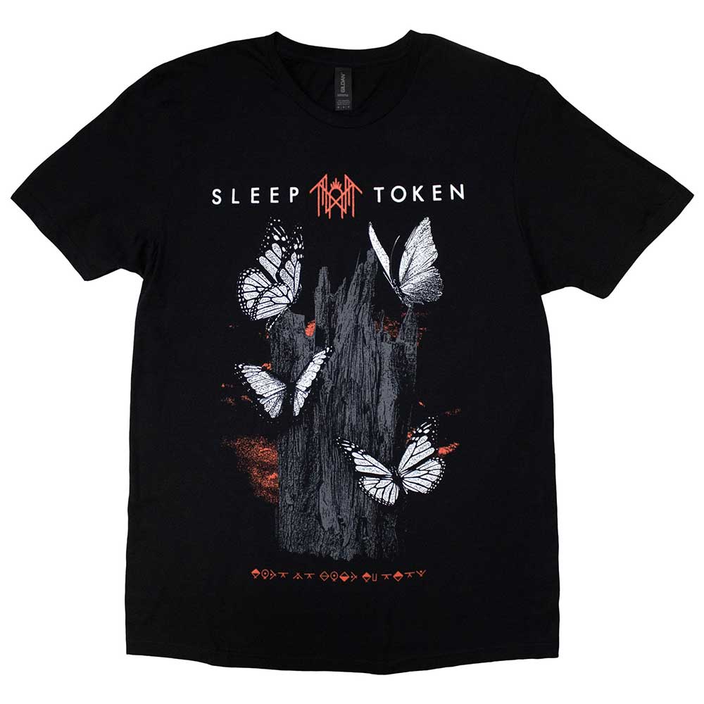 Black t-shirt with a butterfly design, likely related to the band Sleep Token.