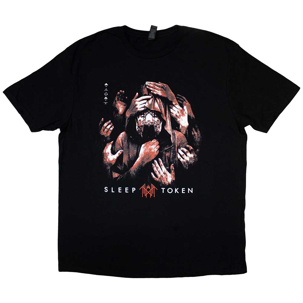 Black t-shirt with Sleep Token's "Grabbing Hands" graphic, size XX-Large.