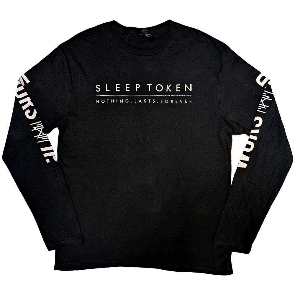 Black long sleeve t-shirt with “Worship” and Sleep Token sleeve print.