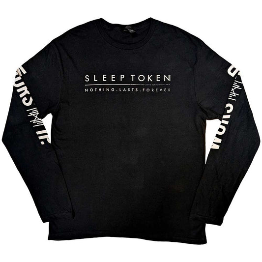 Black long sleeve t-shirt with “Worship” and Sleep Token sleeve print.