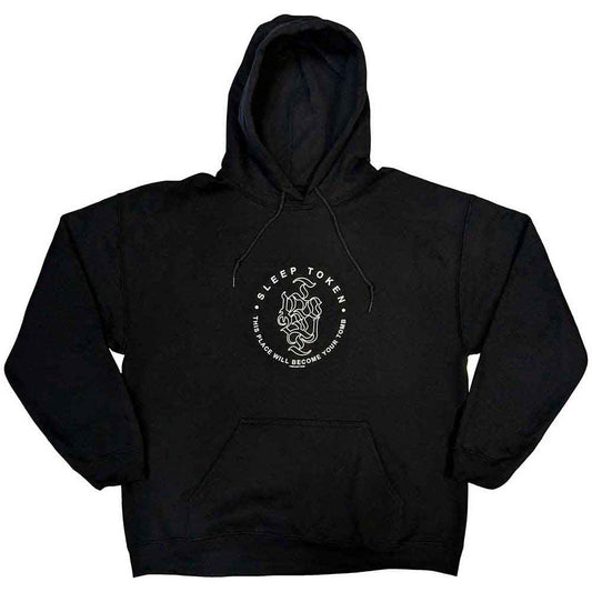 Black unisex pullover hoodie featuring Sleep Token Tomb artwork on the chest.
