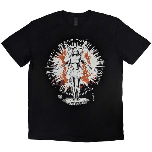 Black unisex t-shirt featuring Sleep Token Rain graphic artwork on the front.