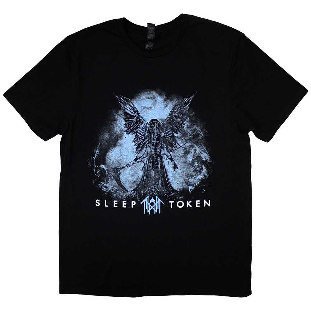 Unisex black t-shirt featuring the Sleep Token Take Me Back To Eden smoke graphic.
