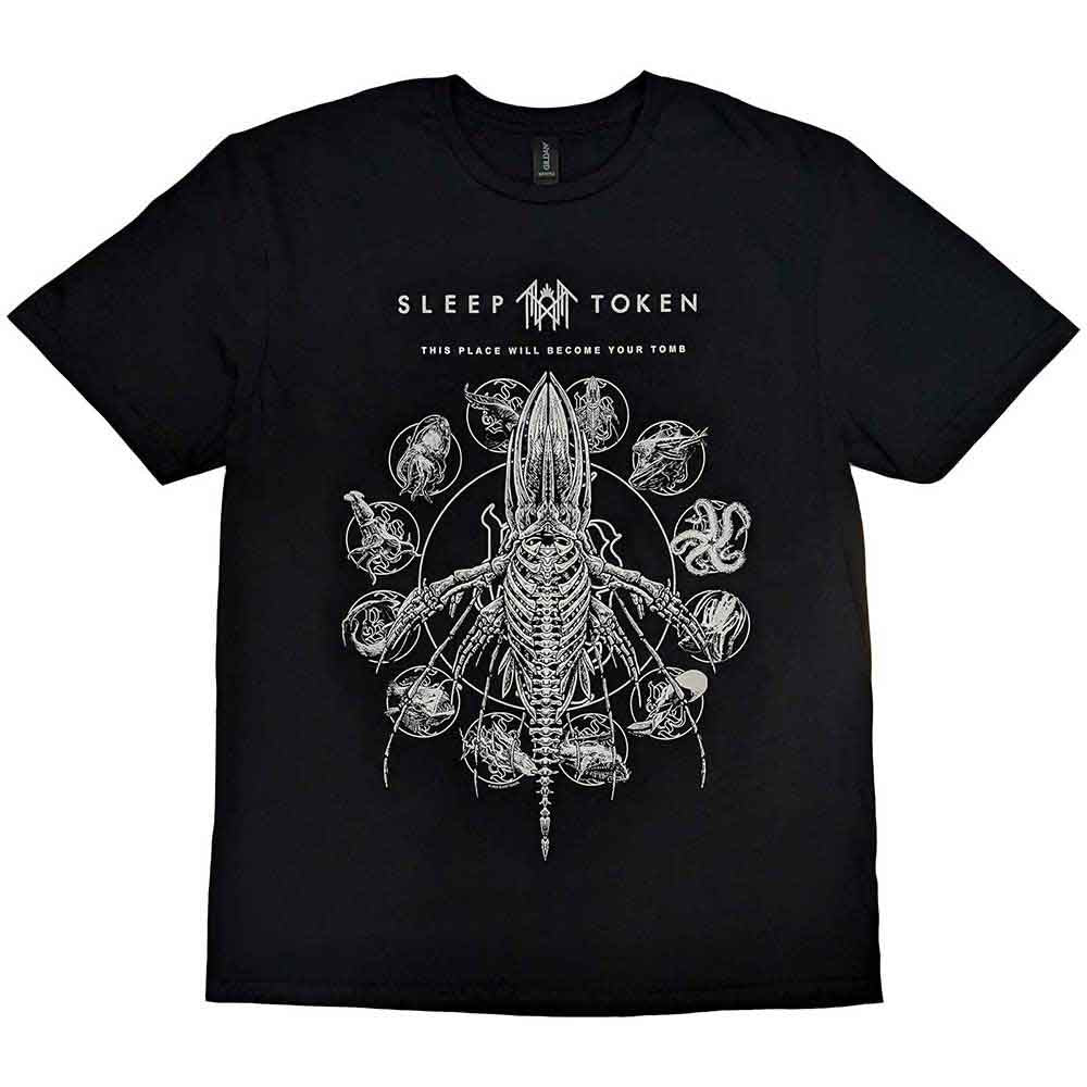 Black t-shirt with Sleep Token’s “Tomb Whale” artwork, size X-Large.