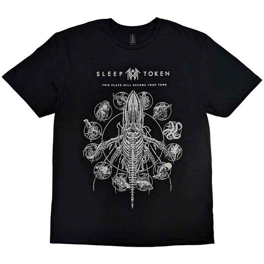 Black t-shirt with Sleep Token’s “Tomb Whale” artwork, size X-Large.