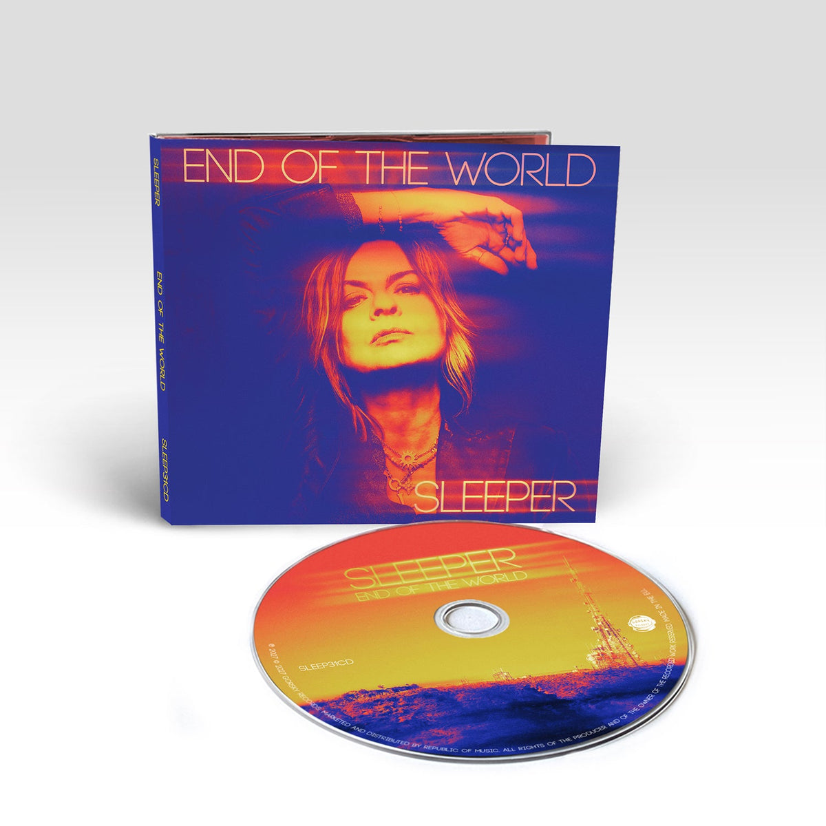 CD case and disc for Sleeper’s “End Of The World” album, featuring a woman.