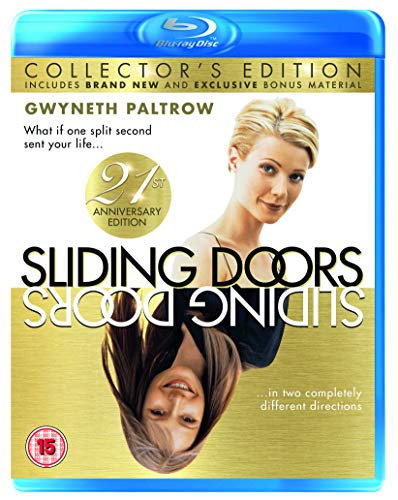 Blu-ray cover for Sliding Doors featuring Gwyneth Paltrow in a mirrored, split-image design.