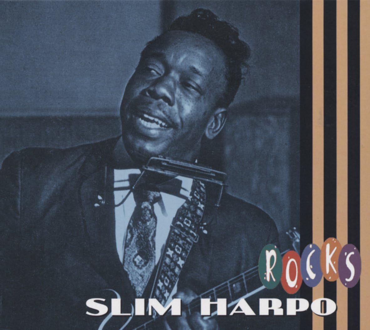Slim Harpo playing guitar on the album cover "Rocks.