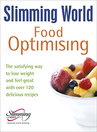 Book cover: “Food Optimising” with fruit salad image, Slimming World logo.