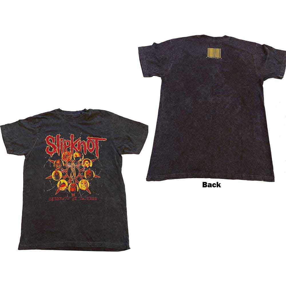 Black kids' t-shirt featuring a Slipknot logo, Liberate graphic, and a back print design.