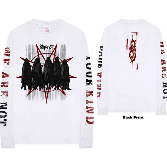 White long sleeve t-shirt with Slipknot band logo and figures.