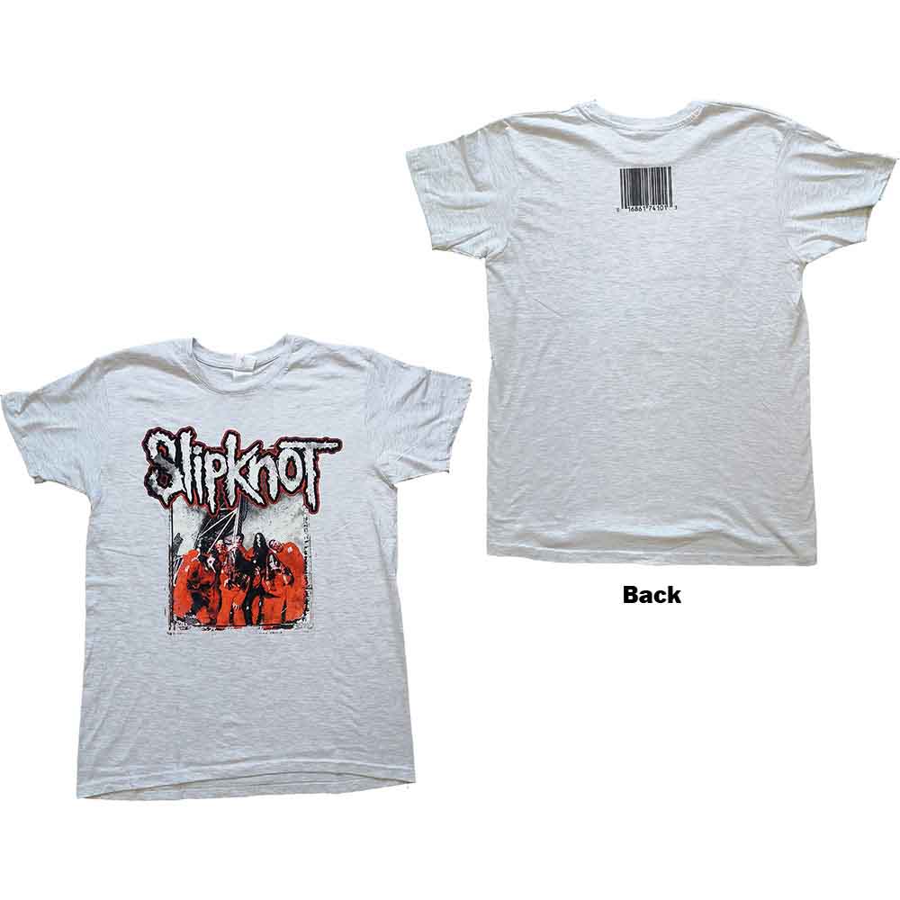 Grey t-shirt with Slipknot band logo and figures on the front.