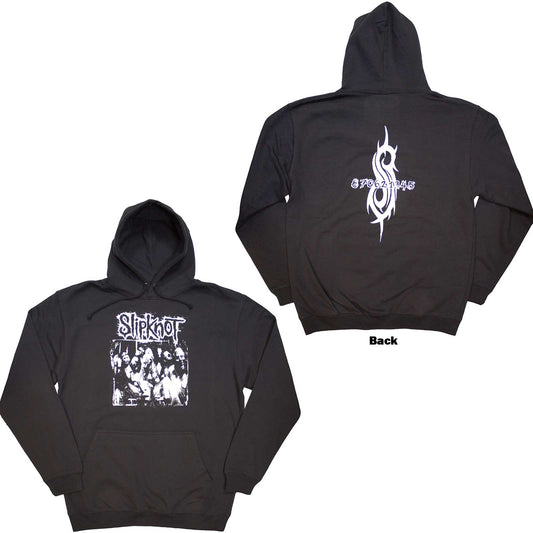Black Slipknot hoodie with large, colorful splatter graphic on the back.