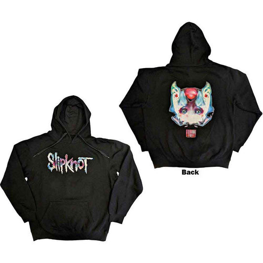 Black pullover hoodie with large Slipknot eye logo printed on the back.