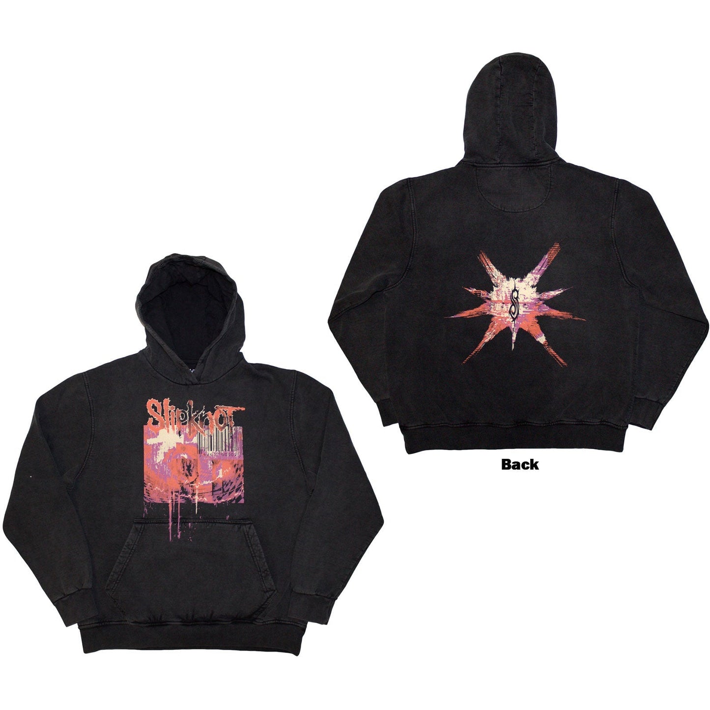 Gray Slipknot hoodie with barcode graphic on back, size small.