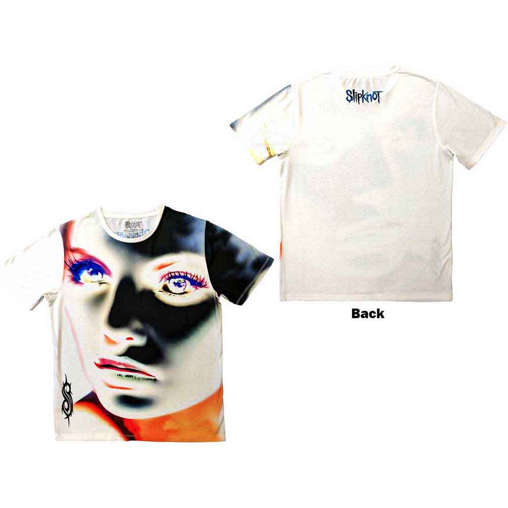 Black t-shirt with inverted Slipknot "Adderall Face" design on the back.