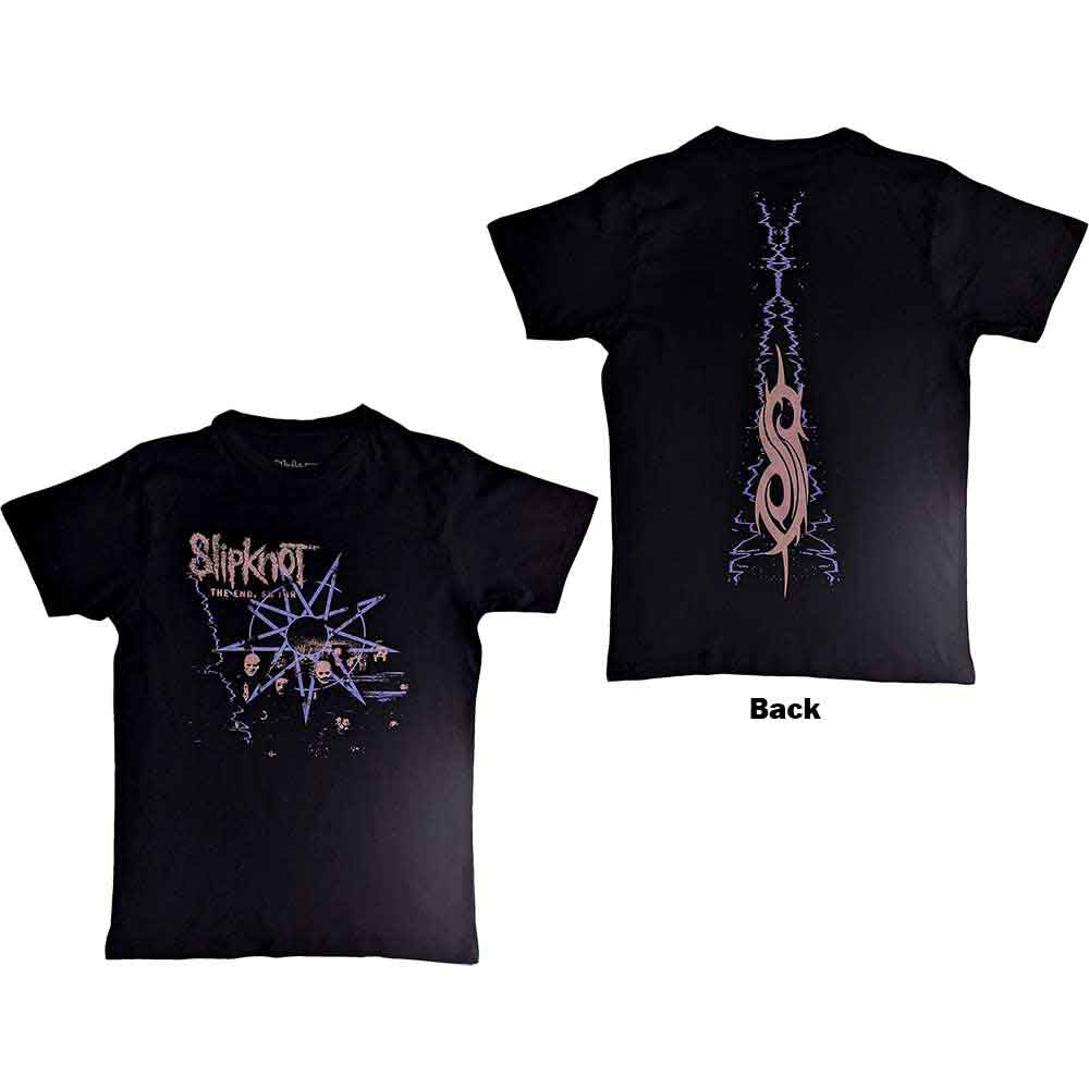 Black Slipknot t-shirt with band photo on back, size small.