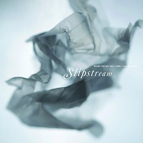 Album cover for Slipstream, featuring flowing, translucent fabric in blue tones.