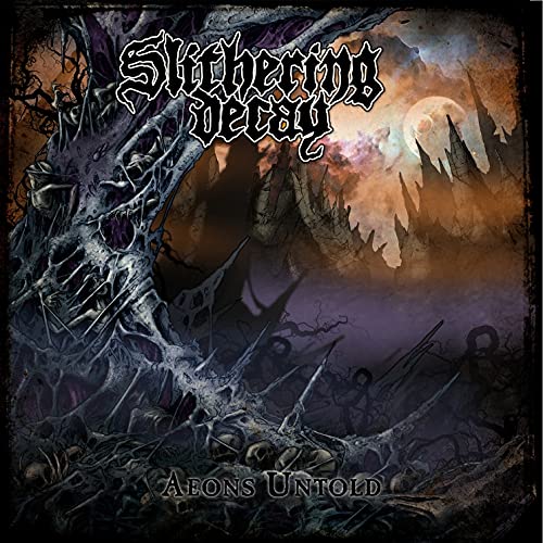 Dark fantasy album cover with gothic lettering, castle, and gnarled roots.