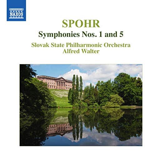 CD cover for Spohr symphonies with a lakeside building reflection.