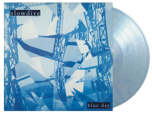 Slowdive “Blue Day” vinyl record with abstract blue tower imagery.