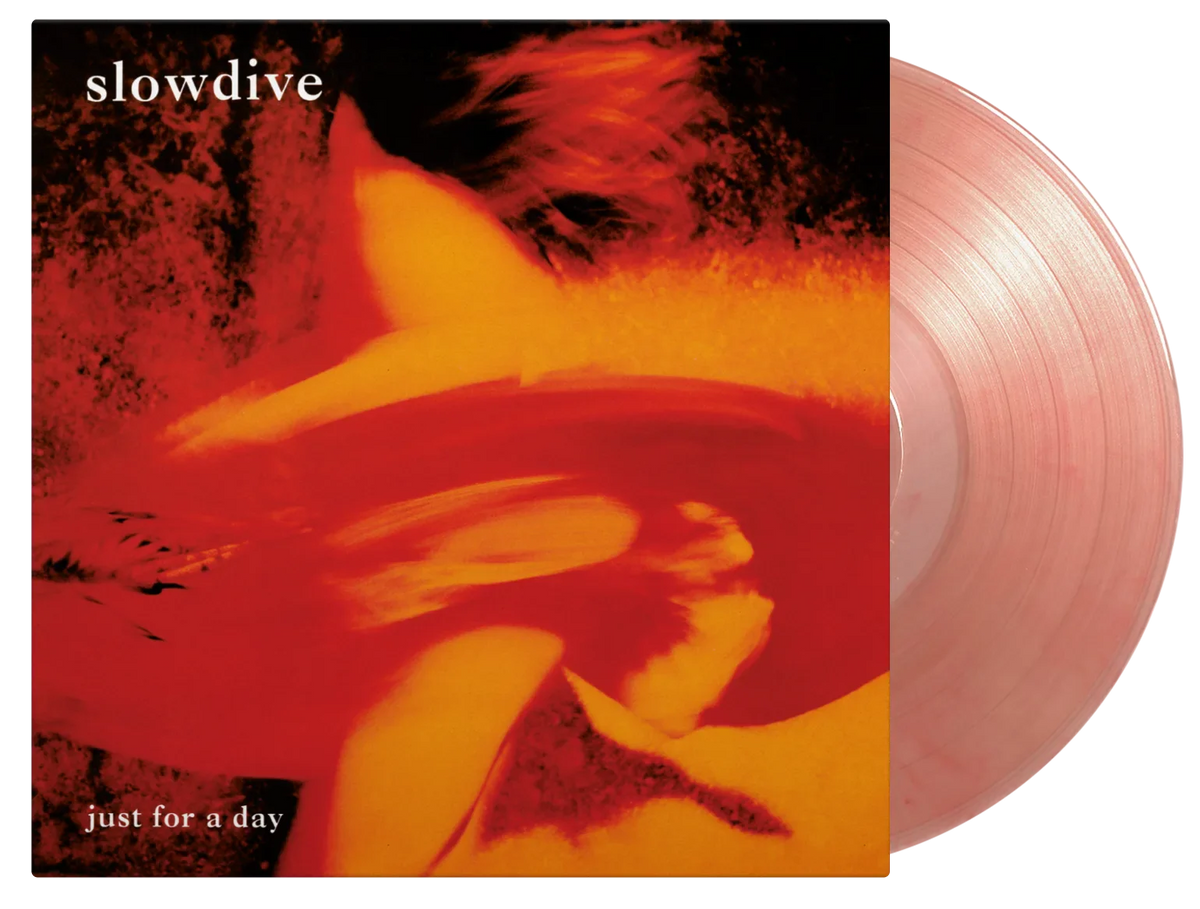 Slowdive “Just For A Day” vinyl LP, pink record and cover art.