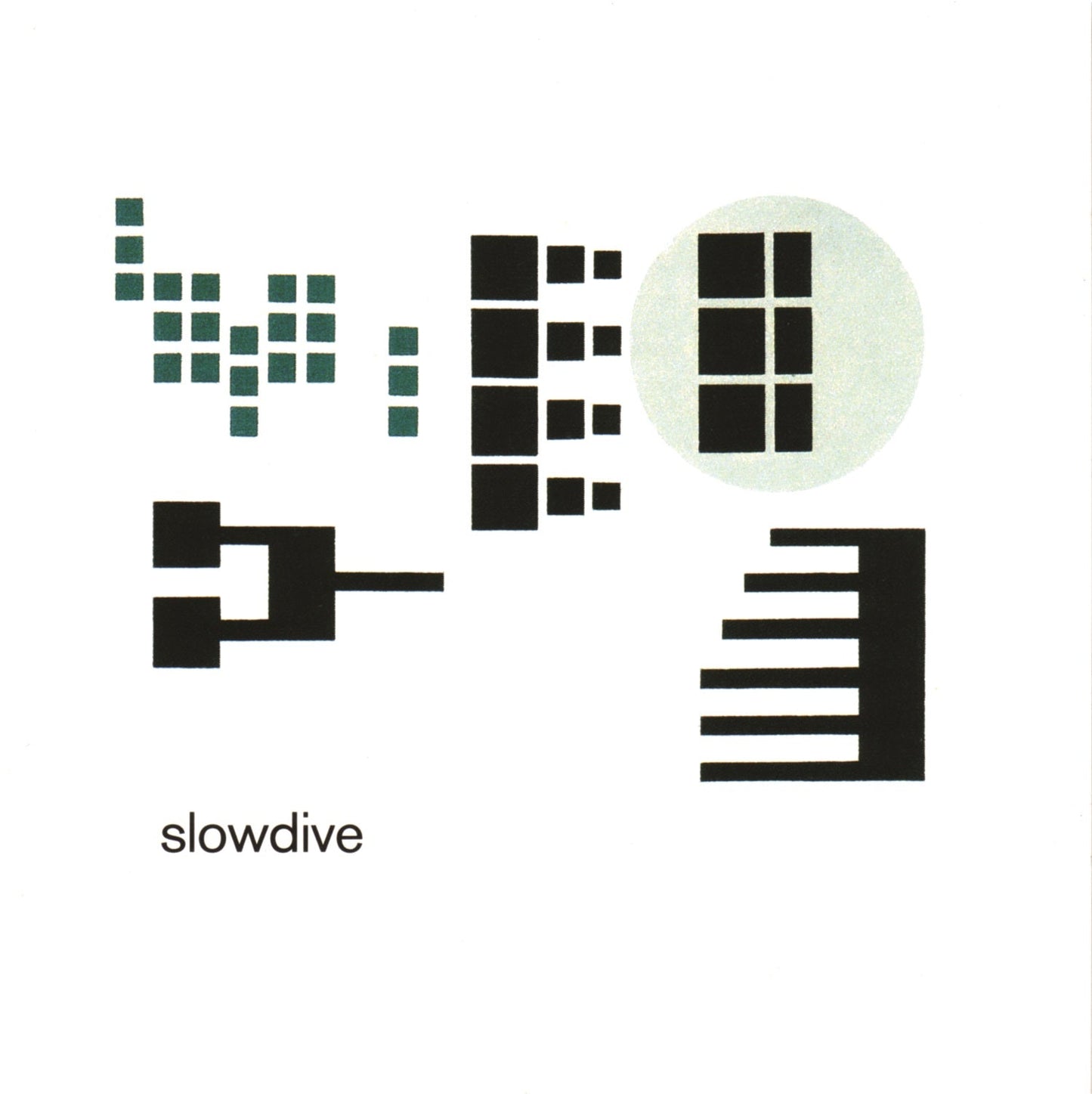 Slowdive’s “Pygmalion” vinyl cover: abstract dark squares on a white background.