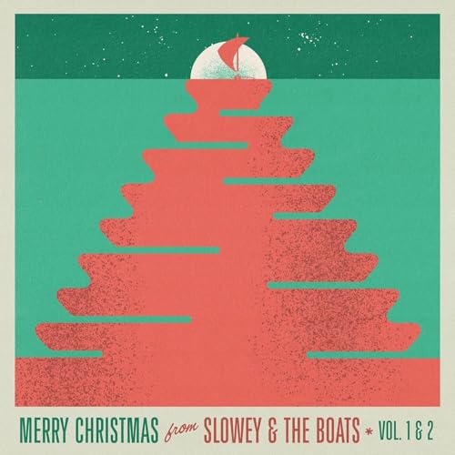 Record album cover: red Christmas tree shape on teal background.
