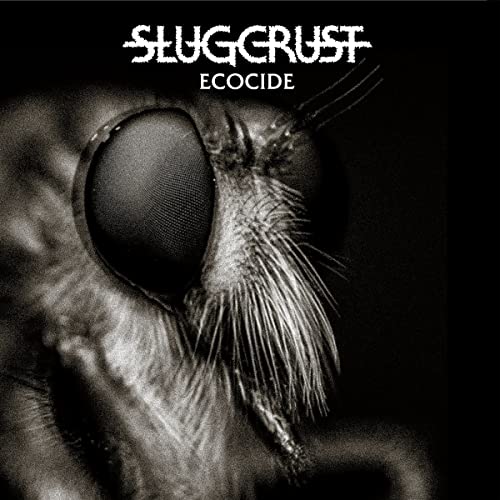 CD cover for SLUGCRUST - Ecocide, featuring a close-up of an insect eye.
