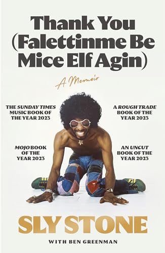 Book cover featuring Sly Stone in colorful patchwork pants and sunglasses.
