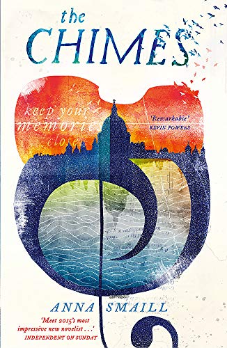 Book cover for "The Chimes" with a violin and city skyline illustration.