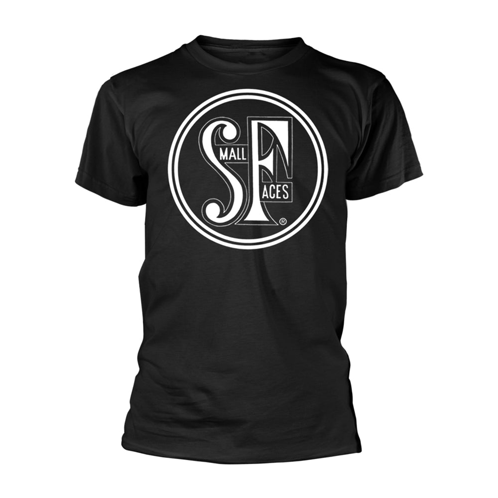 Black t-shirt with a white circular logo featuring the letters "SF".
