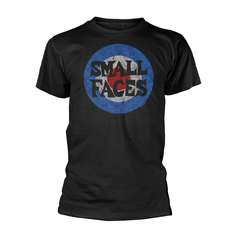 Black t-shirt with "SMALL FACES" text over a Mod target design.
