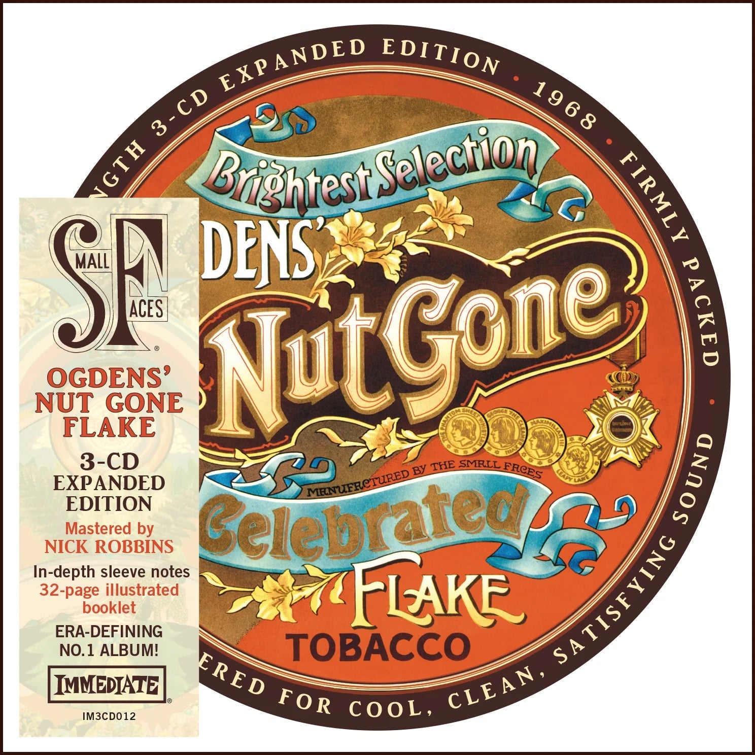 Circular album cover for Small Faces’ “Ogdens’ Nut Gone Flake” 3CD set.