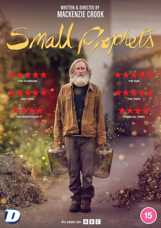 DVD cover for Small Prophets featuring a bearded man carrying two large glass jars.