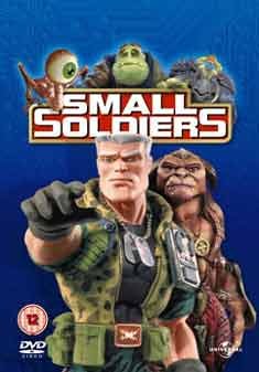 DVD cover for "Small Soldiers" featuring a man and toy characters against a blue background.