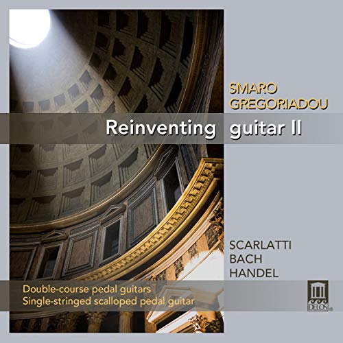 "CD cover with domed building image, text 'Reinventing guitar II' and composer names."