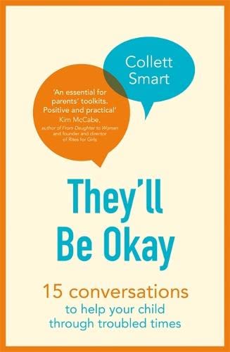 Book cover with speech bubbles and bold blue title: “They’ll Be Okay.”