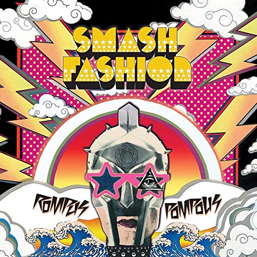 CD cover with a Roman helmet illustration against a colorful, patterned background.