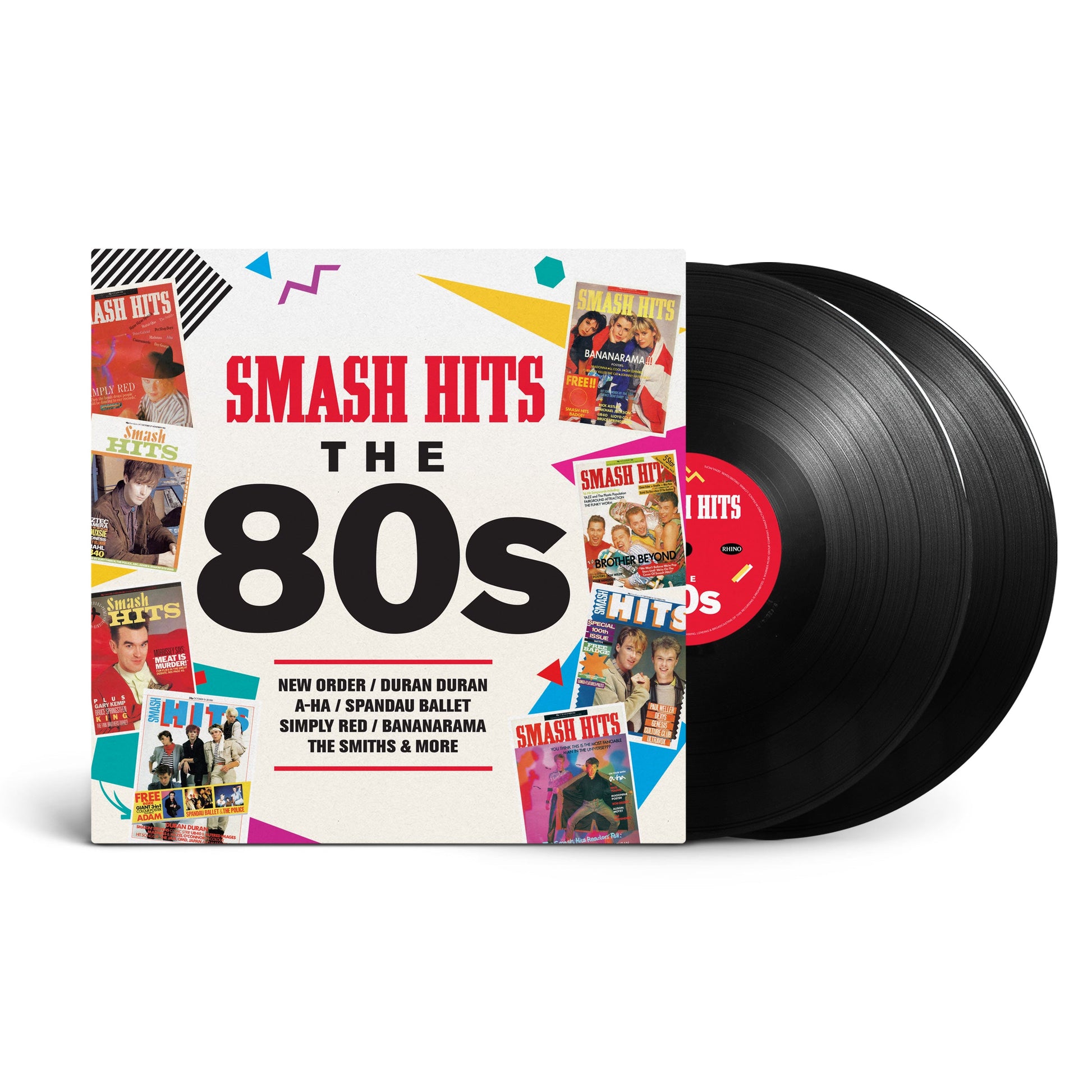 Album cover featuring Smash Hits magazine covers surrounding large bold text reading The 80s.