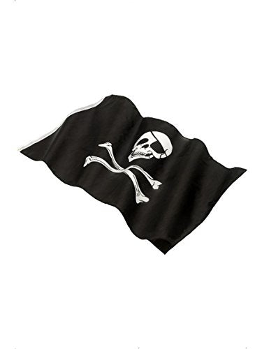 A black pirate flag featuring a white skull and crossbones print.