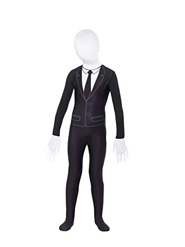 Black and white full-body suit costume resembling a slender man figure.
