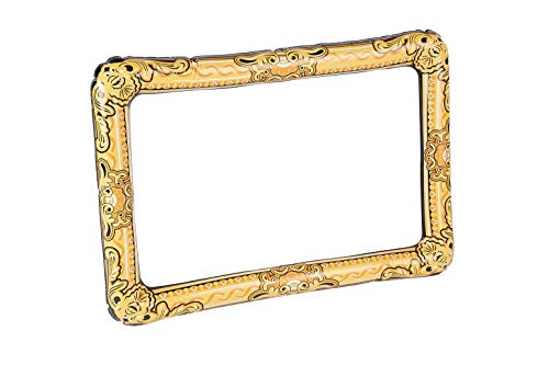 Gold inflatable rectangular picture frame against a white background.