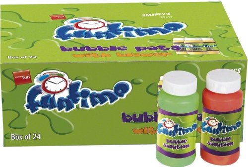 Green box of 24 small bubble solution bottles with white caps.