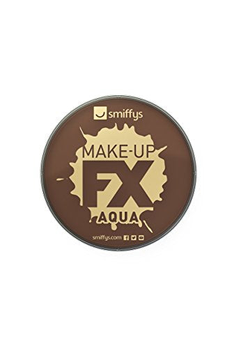 A round container of dark brown Smiffys Make-Up FX Aqua face and body paint.